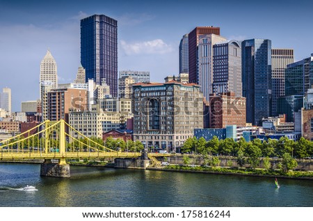 Pittsburgh, Pennsylvania, Usa Daytime Downtown Scene Over The Allegheny River.