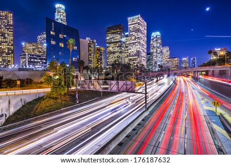 Los Angeles, California, Usa Downtown Cityscape.