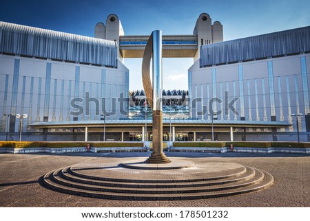 NAGOYA, JAPAN - JANUARY 29, 2013: The exterior of the Nagoya Congress Center. The multipurpose center consists of four buildings first opened in 1990.