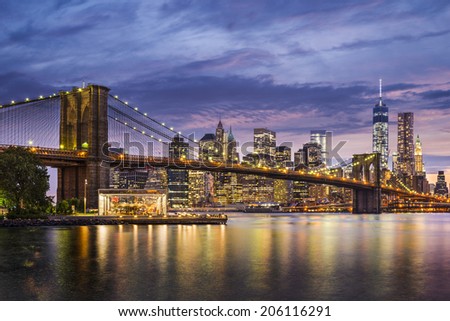 New York City, USA at twilight.