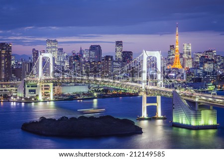 Tokyo, Japan skyline and cityscape at Tokyo Bay.