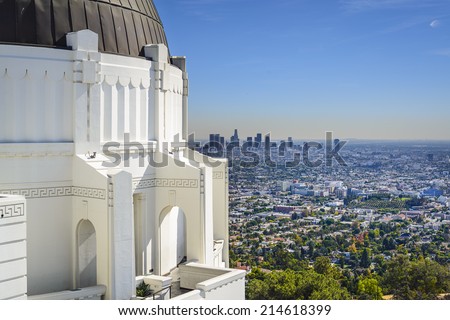 Los Angeles, California, USA downtown skyline viewed from Griffith Observatory.
