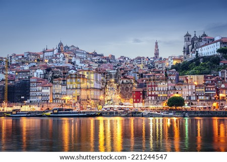 Porto, Portugal cityscape across the Douro River.
