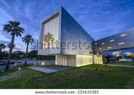 KOBE, JAPAN - JULY 10, 2011: Part of the modern architecture of the Setre Hotel in Maiko Park. The modern hotel features a chapel which is popular for marriage ceremonies.