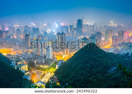 Guiyang, Guizhou, China downtown city skyline.