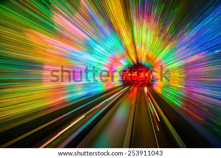 Motion blur in the Shanghai Sightseeing Tunnel.