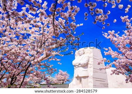 WASHINGTON - APRIL 12, 2015: The memorial to the civil rights leader Martin Luther King, Jr. during the spring season in West Potomac Park.