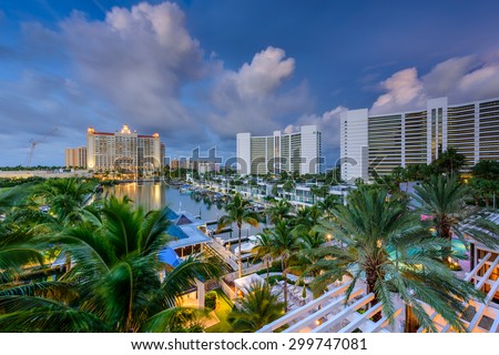 Sarasota, Florida, USA marina and resorts skyline.