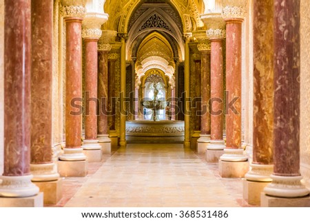 SINTRA, PORTUGAL - OCTOBER 19, 2014: Monserrate Palace interior in Sintra. The palace was completed in 1858 for Sir Francis cook.