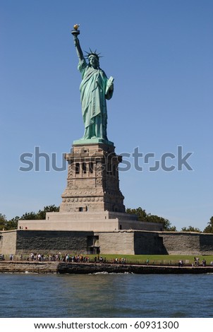 The Statue of Liberty on Liberty Island.