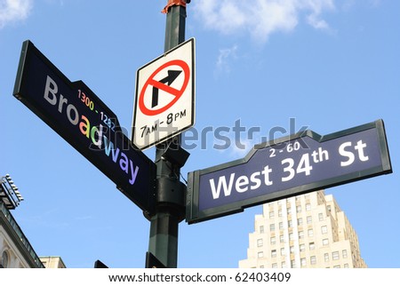 new york city street signs. stock photo : Road sign along