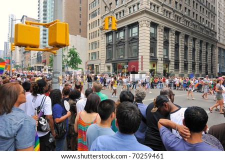 NEW YORK CITY - JUNE 16: The annual Gay Pride Parade attracts large crowds June 16, 2010 in New York, New York.
