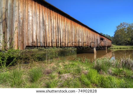 An historic covered bridge at Watson Mill Bridge State Park near Comer in Northeast Georgia, USA.
