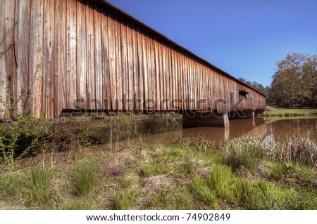 An historic covered bridge at Watson Mill Bridge State Park near Comer in Northeast Georgia, USA.