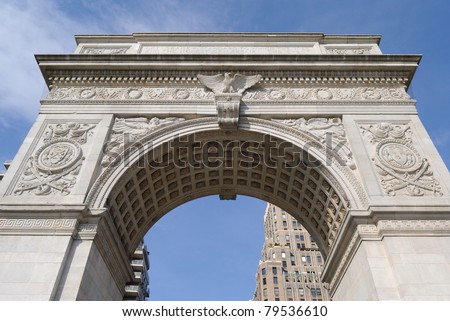 Washington Square Arch was built in 1889 to commemorate George Washington's inauguration in New York, NY.