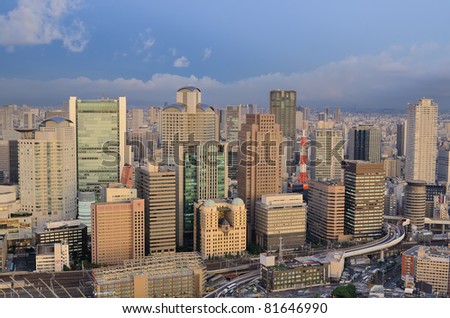 OSAKA, JAPAN - JULY 12: The ratio between daytime and night time population in Osaka is 141%, the highest in Japan, highlighting its status as an economic center July 12, 2011 in Osaka, Japan.