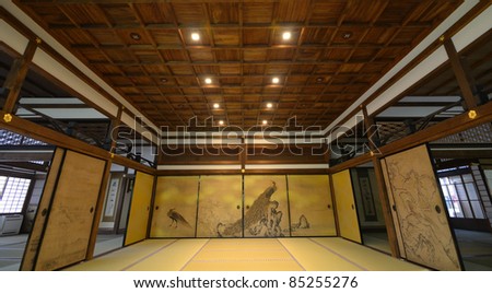 Room at a prayer hall in Kyoto, Japan.