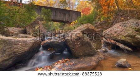 Stream under Elder Covered Bridge in northeast Georgia, USA.