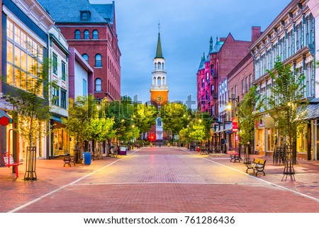 Burlington, Vermont, USA at Church Street Marketplace.