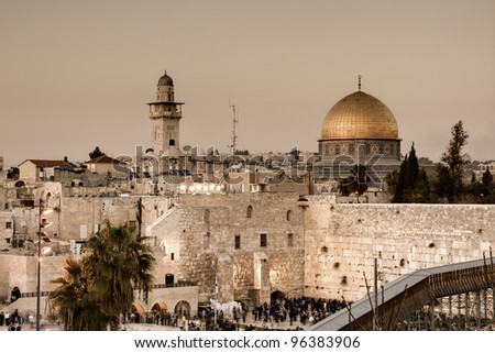The Western Wall, also known at the Wailing Wall or Kotel, is the remnant of the ancient wall that surrounded the Jewish Temple\'s courtyard in jerusalem, Israel.