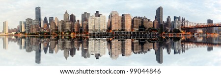 Wide angle panorama of new york city