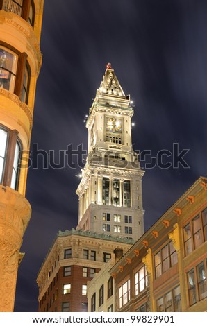 The historic Custom House Tower built 1915 in Boston, Massachusetts.