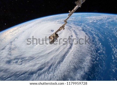 Satellite view. Hurricane Florence over the Atlantics close to the US coast . Elements of this image furnished by NASA.