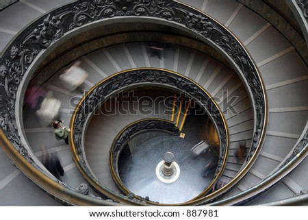 old spiral stairs in the Vatican Museums (Musei Vaticani)