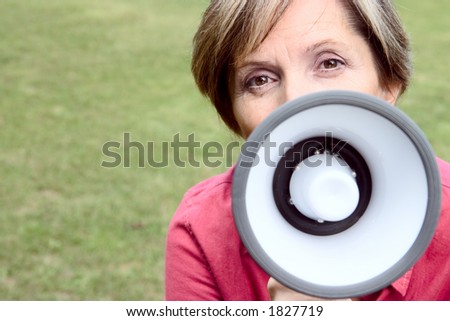 Woman talking through the megaphone