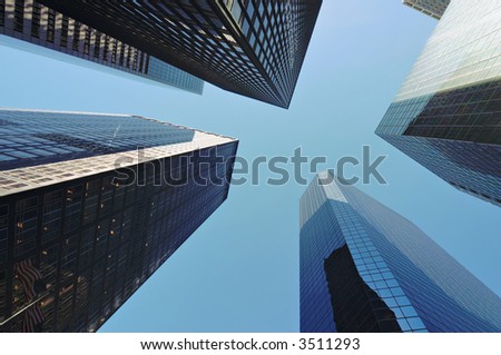 Skyscrapers in New York. Diminishing perspective
