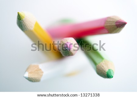 Pencil crayons. Shallow depth of field with focus on tips of the crayons.