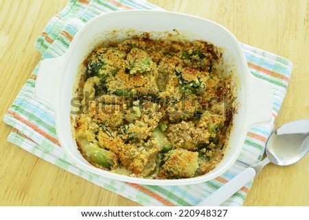 Brussels sprouts gratin in horizontal format