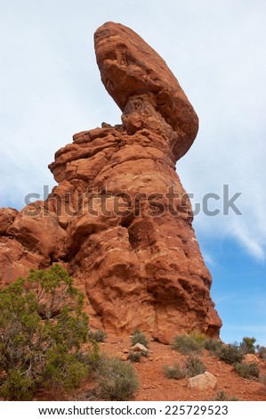 Balanced Rock, Arches National Park, Utah.  Taken from the back side of this famous landmark.