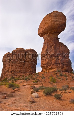 Balanced Rock, Arches National Park, Utah.  Taken from the back side of this famous landmark.