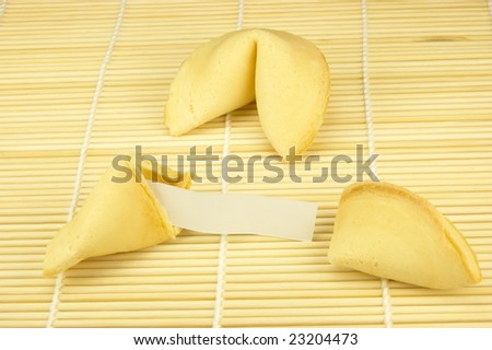 Fortune cookie with blank paper to write your own message