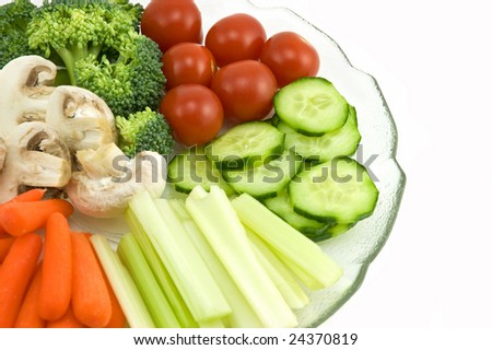stock photo : Healthy fresh vegetables arranged as a tasty appetizer salad 