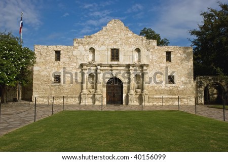 The historic Alamo mission in San Antonio, Texas, site of the 1836 battle for Texas independence against Santa Anna and his Mexican army
