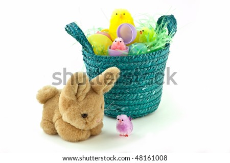 easter bunnies and chicks. stock photo : Easter bunny and