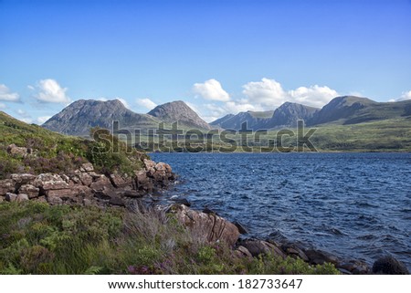 On A Summers Day, At the side of Loch Bad a Ghaill, looking to Ben Mor Coigach, Scottish Highlands.