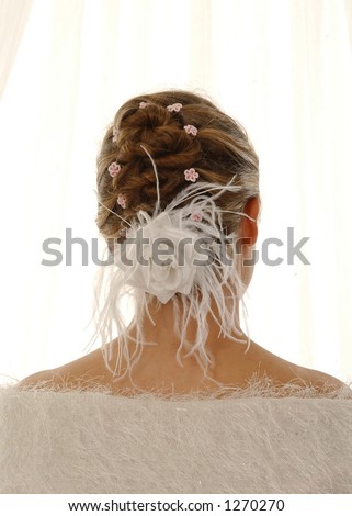 head and shoulders of bride  to show hair