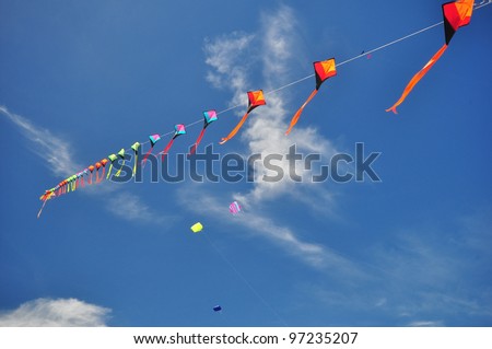 CHA-AM - MARCH 9: Colorful kites in  the 12th Thailand International Kite Festival on March 9, 2012 in Naresuan Camp, Cha-am, Thailand.