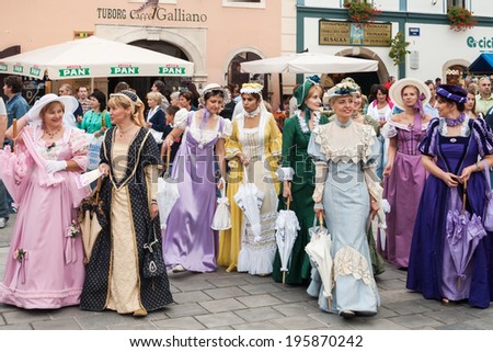 VARAZDIN, CROATIA - SEPTEMBER 2, 2007: Costumed entertainers on streets of Varazdin during Spancirfest festival, held every year since 1999 that lasts for 10 days, hosting over 100,000 tourists.
