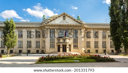 Croatian National State Archives building in Zagreb. It was designed by architect Rudolf Lubynski and its  construction started in 1911. It hosted University Library until 1996.
