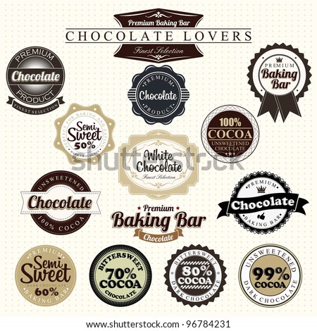 Logo Design Chocolate on Stock Vector   Shutterstock Premium Retro Chocolate Vintage Label Set
