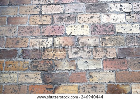Close up of a brick street as a background
