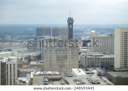 Atlanta Georgia- January 29, 2015 :  View of part of the city of Atlanta showing the AT&T Tower and State Capitol,  January 29, 2015  in Atlanta , Georgia.
