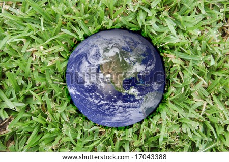 Mother earth on a grass field, ecology concept