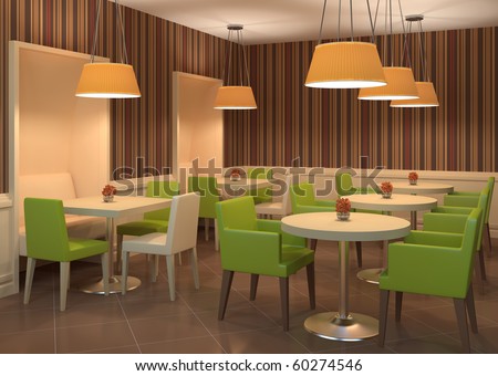 Contemporary Coffee Shop on Interior Of Modern Coffee House  3d Render  Stock Photo 60274546