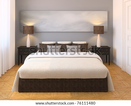 Modern Bedroom Interior. 3d Render. Stock Photo 7611148