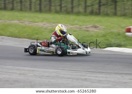 TARGU SECUIESC, ROMANIA - AUG 8 : Andrei Ponta competing in National Karting Championship. August 8, 2010 in TARGU SECUIESC, ROMANIA